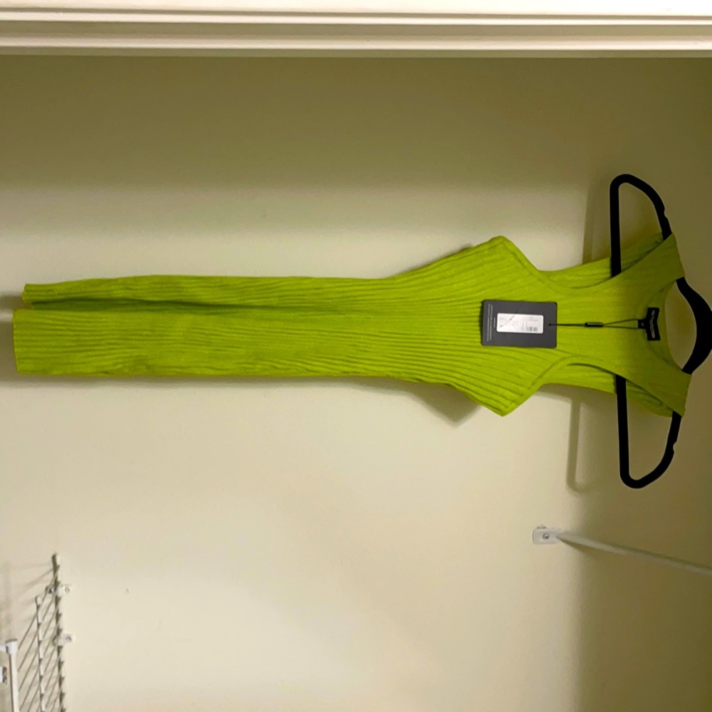 Lime Green Knitted Bodycon Dress